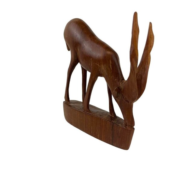 Vintage Besmo Kenye Hand Carved Antelope Statue MCM 60s 70s Home Decor - Picture 1 of 8